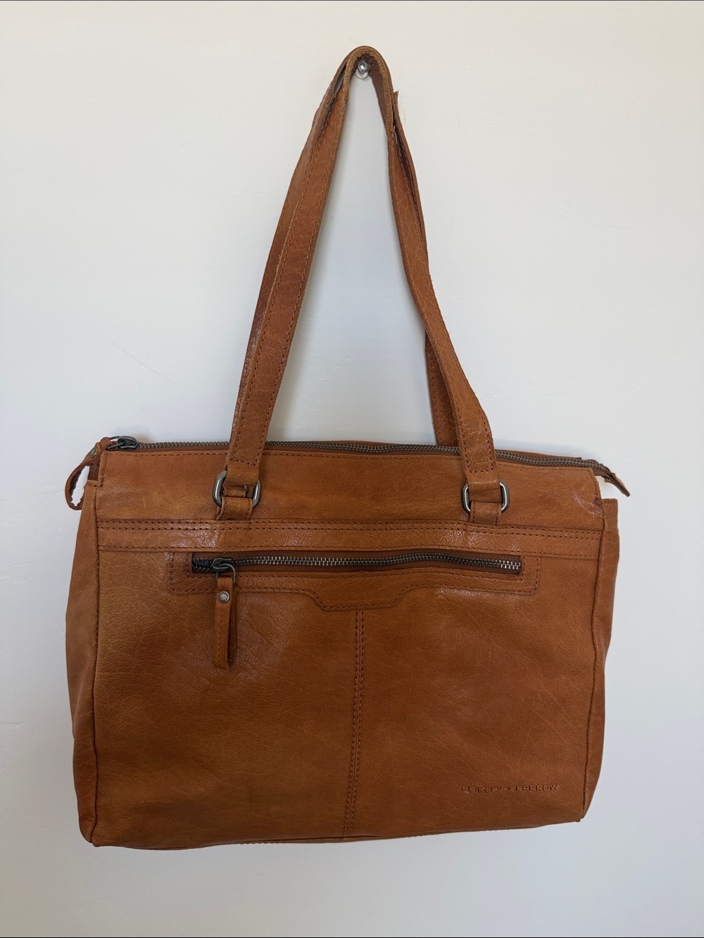 Spikes & Sparrow Cognac Leather Shoulder Bag